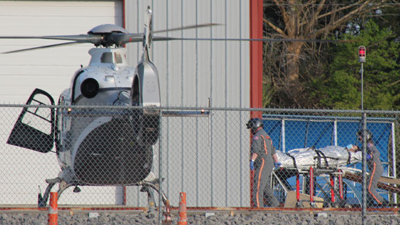 Stabbing victim airlifted to trauma center Monday